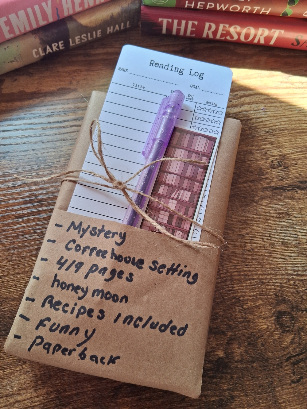Blind Date Book Handwrapped Paperback with Reading Log & Purple Glitter Pen